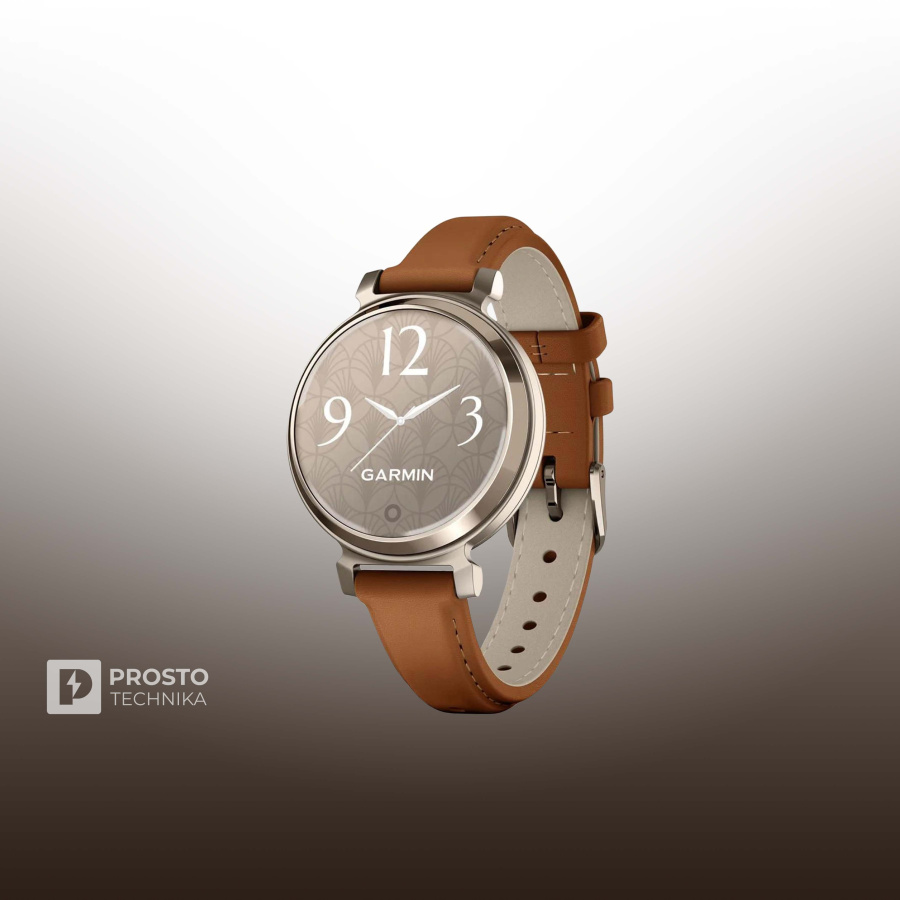 Умные чассы Garmin Lily 2 Classic Cream Gold with Tan Leather Band, 010-02839-02
